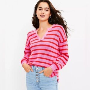 NWT Loft Pink and Red Striped Sweater